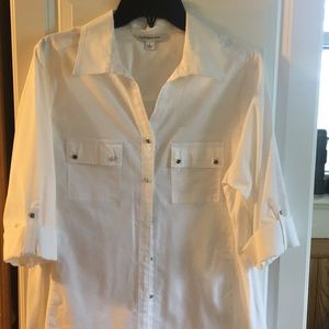White blouse, 3/4 sleeve. Like new.